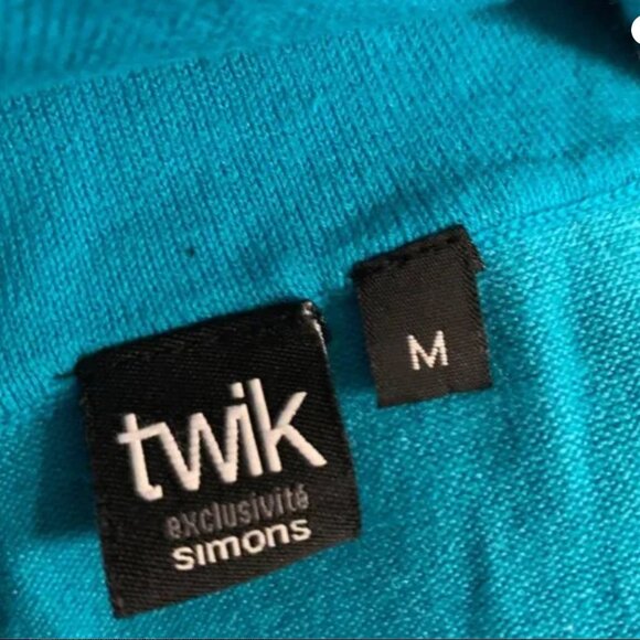 Tunic - Twik top in turquoise cotton Cowl neck with lace side pockets Medium - Picture 7 of 7